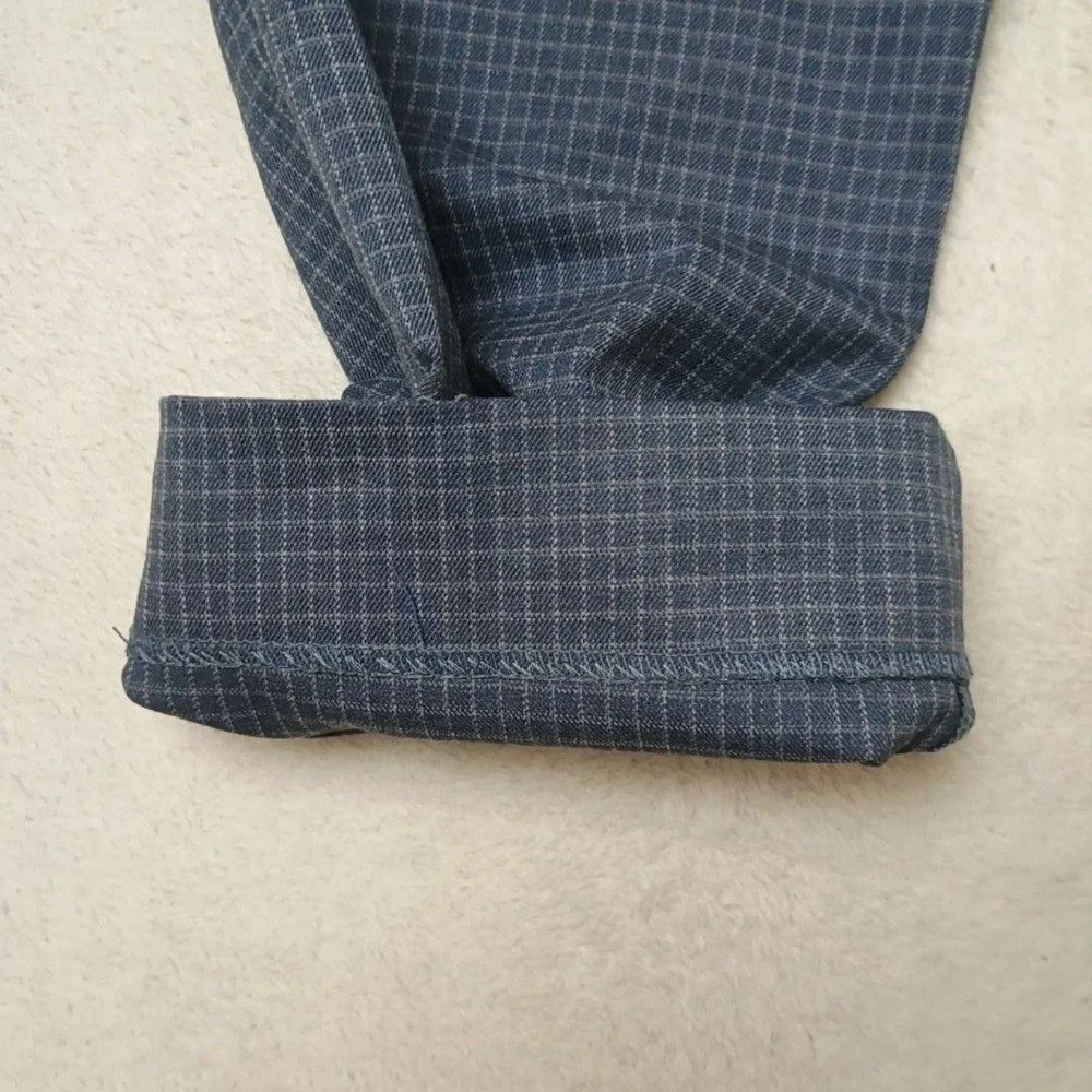 Banana Republic Pants Men 32x32 Blue Plaid Slim Dress Check Stretch Suit Work